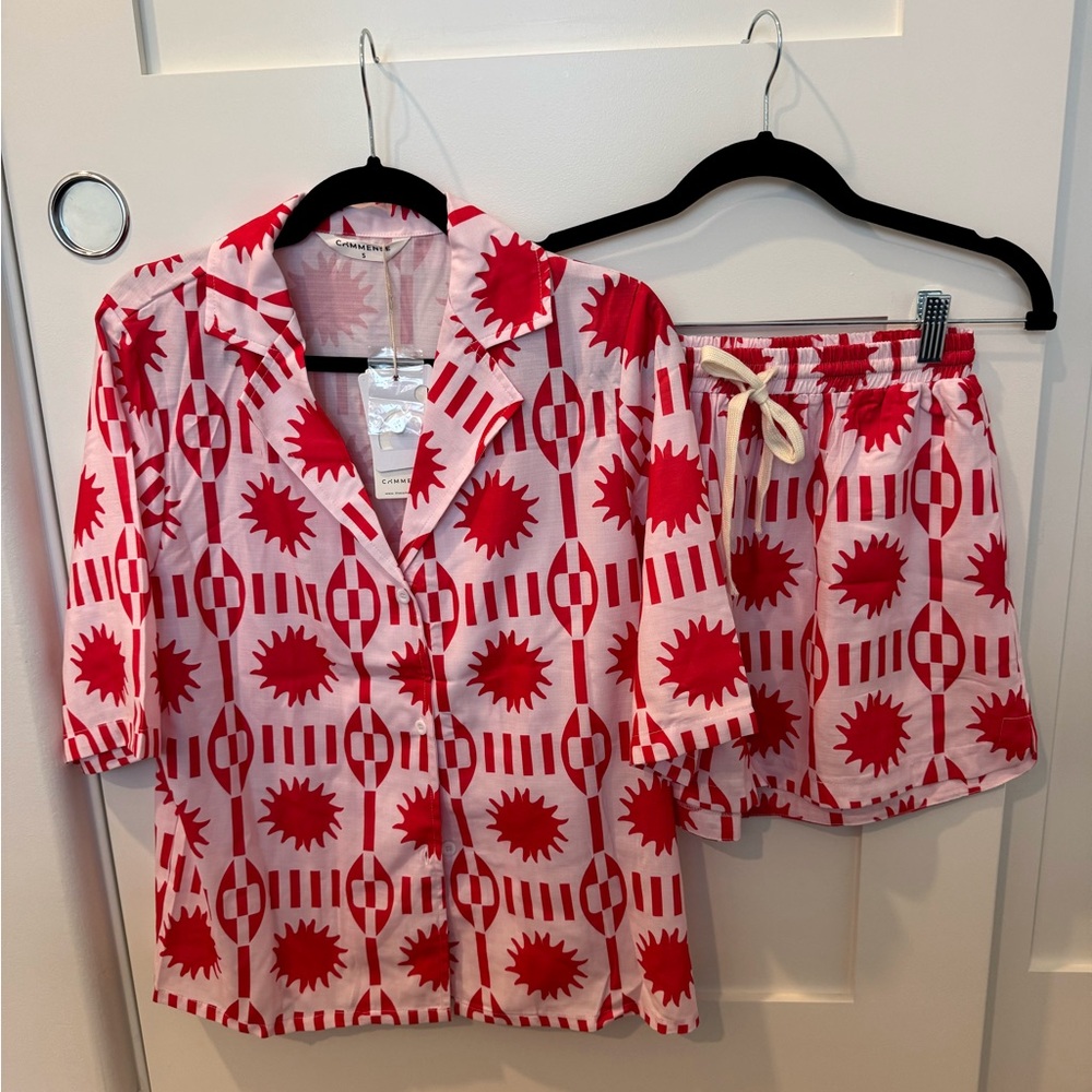 Commense Tropical Print Drawstring Shorts Set